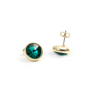 Pendientes de Cristal Verde acabado en oro amarillo de 18k - Ness-Plateado