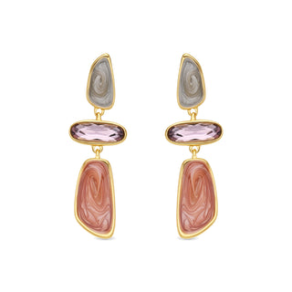 Pendientes de Lacado Multicolor acabado en oro amarillo de 18k - Wiso-Plateado