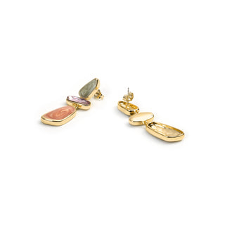 Pendientes de Lacado Multicolor acabado en oro amarillo de 18k - Wiso-Plateado