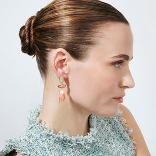Pendientes de Lacado Multicolor acabado en oro amarillo de 18k - Wiso-Plateado
