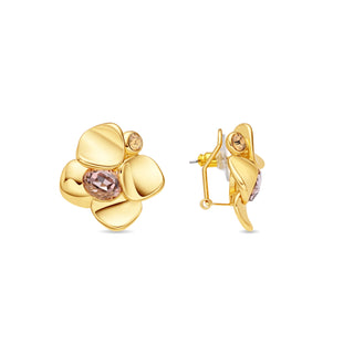 Pendientes de Cristal Rosa acabado en oro amarillo de 18k - Dilom-Plateado