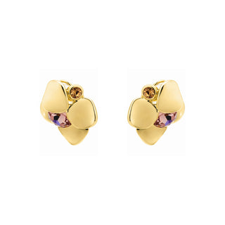Pendientes de Cristal Rosa acabado en oro amarillo de 18k - Dilom-Plateado