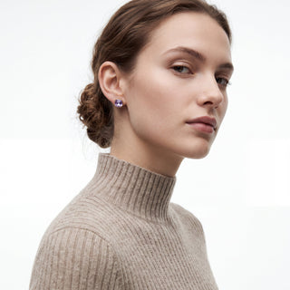 Pendientes de Cristal Morado acabado en oro amarillo de 18k - Sires-MORADO