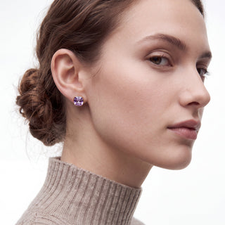 Pendientes de Cristal Morado acabado en oro amarillo de 18k - Sires-MORADO