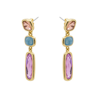 Pendientes de Cristal Multicolor acabado en oro amarillo de 18k - Flamanvi-MULTICOLOR