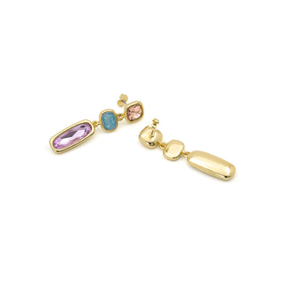 Pendientes de Cristal Multicolor acabado en oro amarillo de 18k - Flamanvi-MULTICOLOR