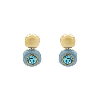 Pendientes de Cristal Azul acabado en oro amarillo de 18k - Krimley-AZUL