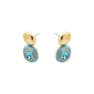 Pendientes de Cristal Azul acabado en oro amarillo de 18k - Krimley-AZUL
