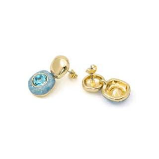 Pendientes de Cristal Azul acabado en oro amarillo de 18k - Krimley-AZUL