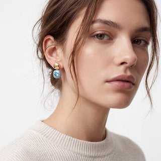 Pendientes de Cristal Azul acabado en oro amarillo de 18k - Krimley-AZUL