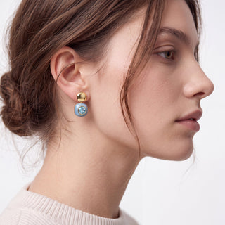 Pendientes de Cristal Azul acabado en oro amarillo de 18k - Krimley-AZUL