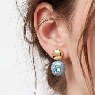 Pendientes de Cristal Azul acabado en oro amarillo de 18k - Krimley-AZUL