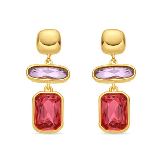 Pendientes de Cristal Multicolor acabado en oro amarillo de 18k - Mahvry-MULTICOLOR