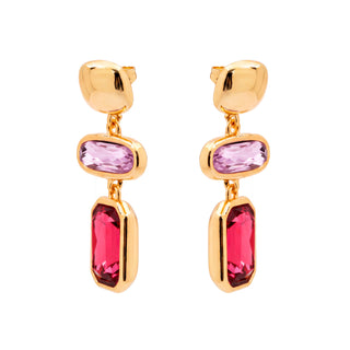 Pendientes de Cristal Multicolor acabado en oro amarillo de 18k - Mahvry-MULTICOLOR