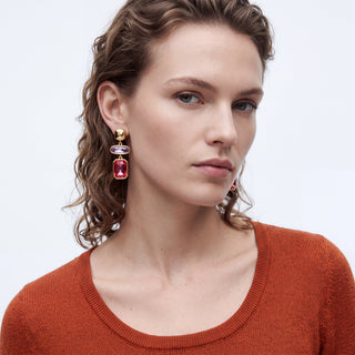 Pendientes de Cristal Multicolor acabado en oro amarillo de 18k - Mahvry-MULTICOLOR
