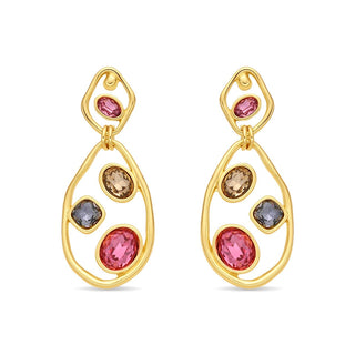 Pendientes de Cristal Multicolor acabado en oro amarillo de 18k - Koleo-MULTICOLOR