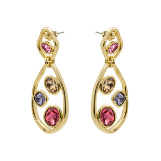 Pendientes de Cristal Multicolor acabado en oro amarillo de 18k - Koleo-MULTICOLOR