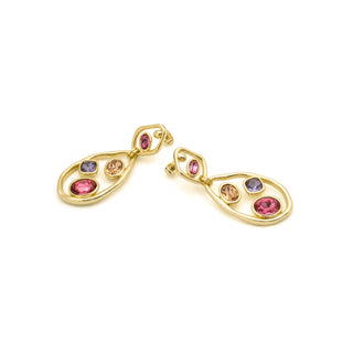 Pendientes de Cristal Multicolor acabado en oro amarillo de 18k - Koleo-MULTICOLOR