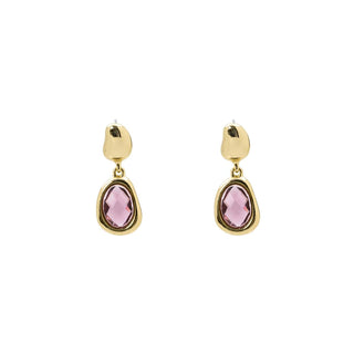 Pendientes de Cristal Morado acabado en oro amarillo de 18k - Rimya-MORADO