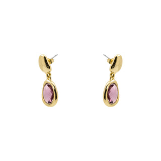 Pendientes de Cristal Morado acabado en oro amarillo de 18k - Rimya-MORADO