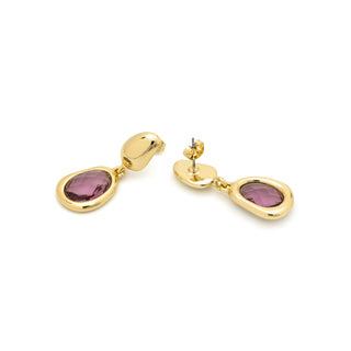 Pendientes de Cristal Morado acabado en oro amarillo de 18k - Rimya-MORADO