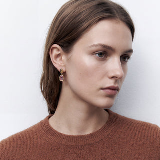 Pendientes de Cristal Morado acabado en oro amarillo de 18k - Rimya-MORADO
