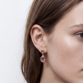 Pendientes de Cristal Morado acabado en oro amarillo de 18k - Rimya-MORADO