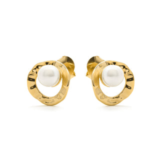 Pendientes acabados en oro amarillo 18K - Jaya-blanco