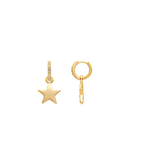 Pendientes de Circonita Brillante acabados en oro amarillo de 18K - Estrella-blanco