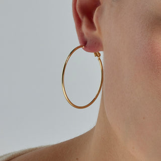 Pendientes de 30mm de diámetro acabado Oro Amarillo de 18k - Kelxo-amarillo