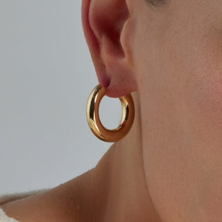 Pendientes de 24mm de diámetro acabado Oro Amarillo 18K - Saura-amarillo