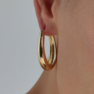 Pendientes de 31mm de diámetro acabado Oro Amarillo 18K - Aima-amarillo