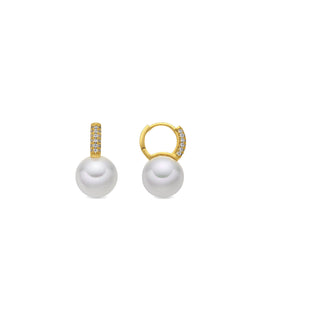 Pendientes acabado oro amarillo de 18k y Perla Blanca - Maeki-blanco