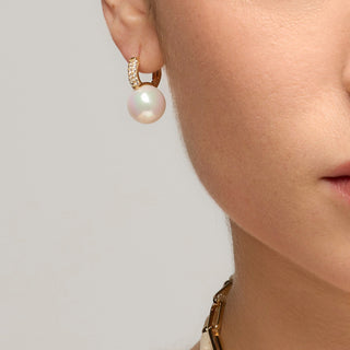 Pendientes acabado oro amarillo de 18k y Perla Blanca - Maeki-blanco