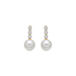 Pendientes acabado oro amarillo de 18k y Perla Blanca - Anu-blanco