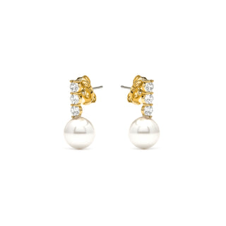 Pendientes acabado oro amarillo de 18k y Perla Blanca - Anu-blanco