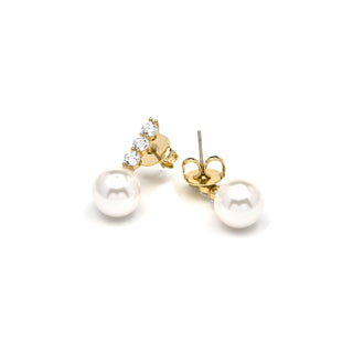 Pendientes acabado oro amarillo de 18k y Perla Blanca - Anu-blanco