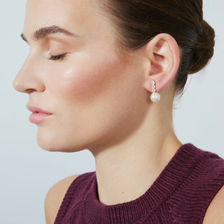 Pendientes acabado oro amarillo de 18k y Perla Blanca - Anu-blanco