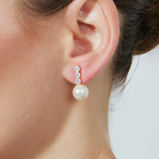 Pendientes acabado oro amarillo de 18k y Perla Blanca - Anu-blanco