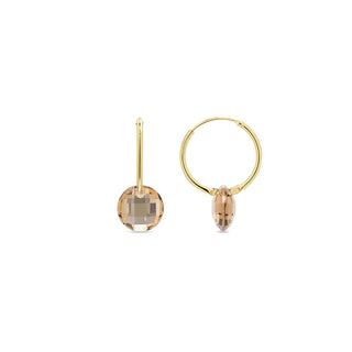 Pendientes de Cuarzo Hidrotermal Champagne acabado en oro amarillo de 18k - Jafam-Dorado
