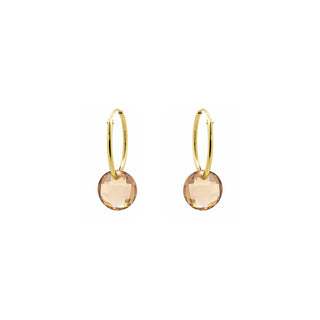 Pendientes de Cuarzo Hidrotermal Champagne acabado en oro amarillo de 18k - Jafam-Dorado