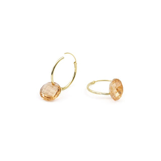 Pendientes de Cuarzo Hidrotermal Champagne acabado en oro amarillo de 18k - Jafam-Dorado