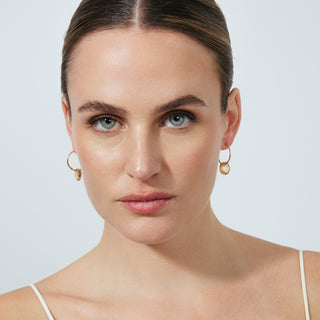 Pendientes de Cuarzo Hidrotermal Champagne acabado en oro amarillo de 18k - Jafam-Dorado