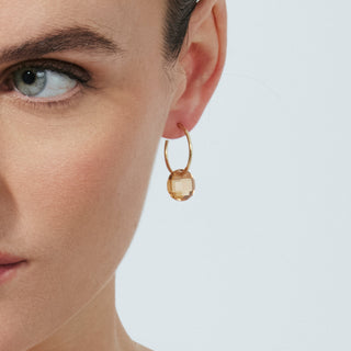 Pendientes de Cuarzo Hidrotermal Champagne acabado en oro amarillo de 18k - Jafam-Dorado