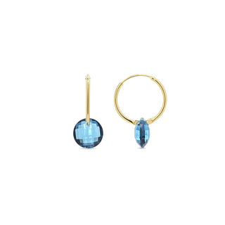 Pendientes de Cuarzo Hidrotermal Lapislazuli acabado en oro amarillo de 18k - Jafam-DORADO