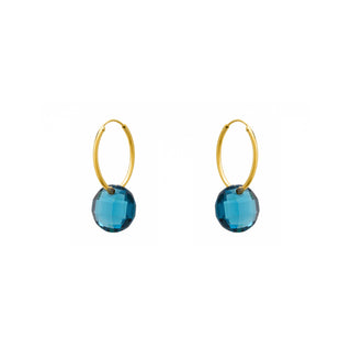 Pendientes de Cuarzo Hidrotermal Lapislazuli acabado en oro amarillo de 18k - Jafam-DORADO