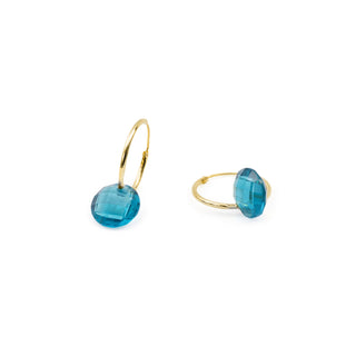 Pendientes de Cuarzo Hidrotermal Lapislazuli acabado en oro amarillo de 18k - Jafam-DORADO