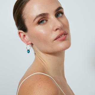 Pendientes de Cuarzo Hidrotermal Lapislazuli acabado en oro amarillo de 18k - Jafam-DORADO