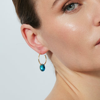 Pendientes de Cuarzo Hidrotermal Lapislazuli acabado en oro amarillo de 18k - Jafam-DORADO