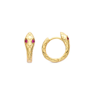 Pendientes de Circonita Rubí acabados en oro amarillo 18K - Madsi-rojo